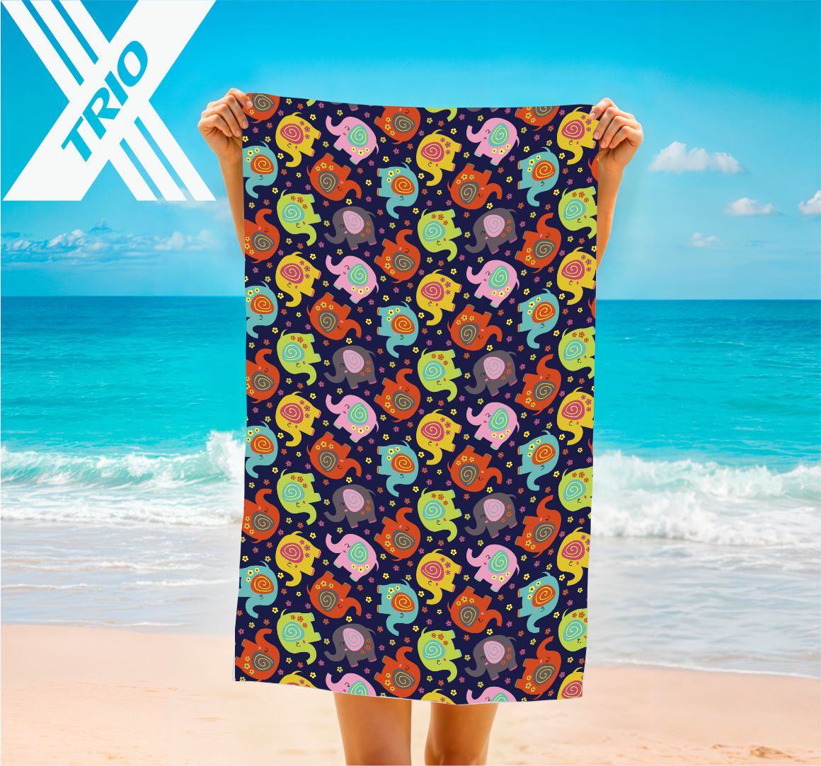 TOWEL Colourful Elephants