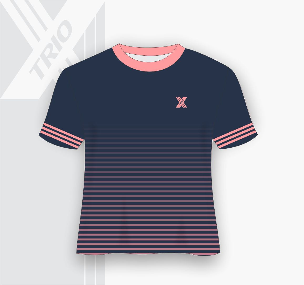SHORT SLEEVE TSHIRT Navy And Pink Stripes