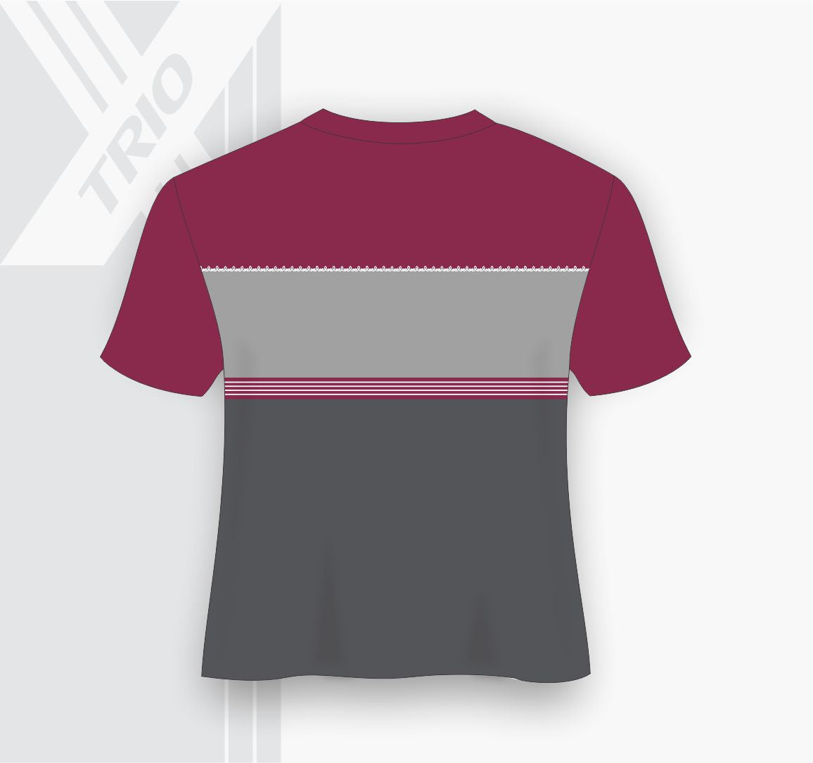 SHORT SLEEVE TSHIRT Maroon, Grey Curly Stripe
