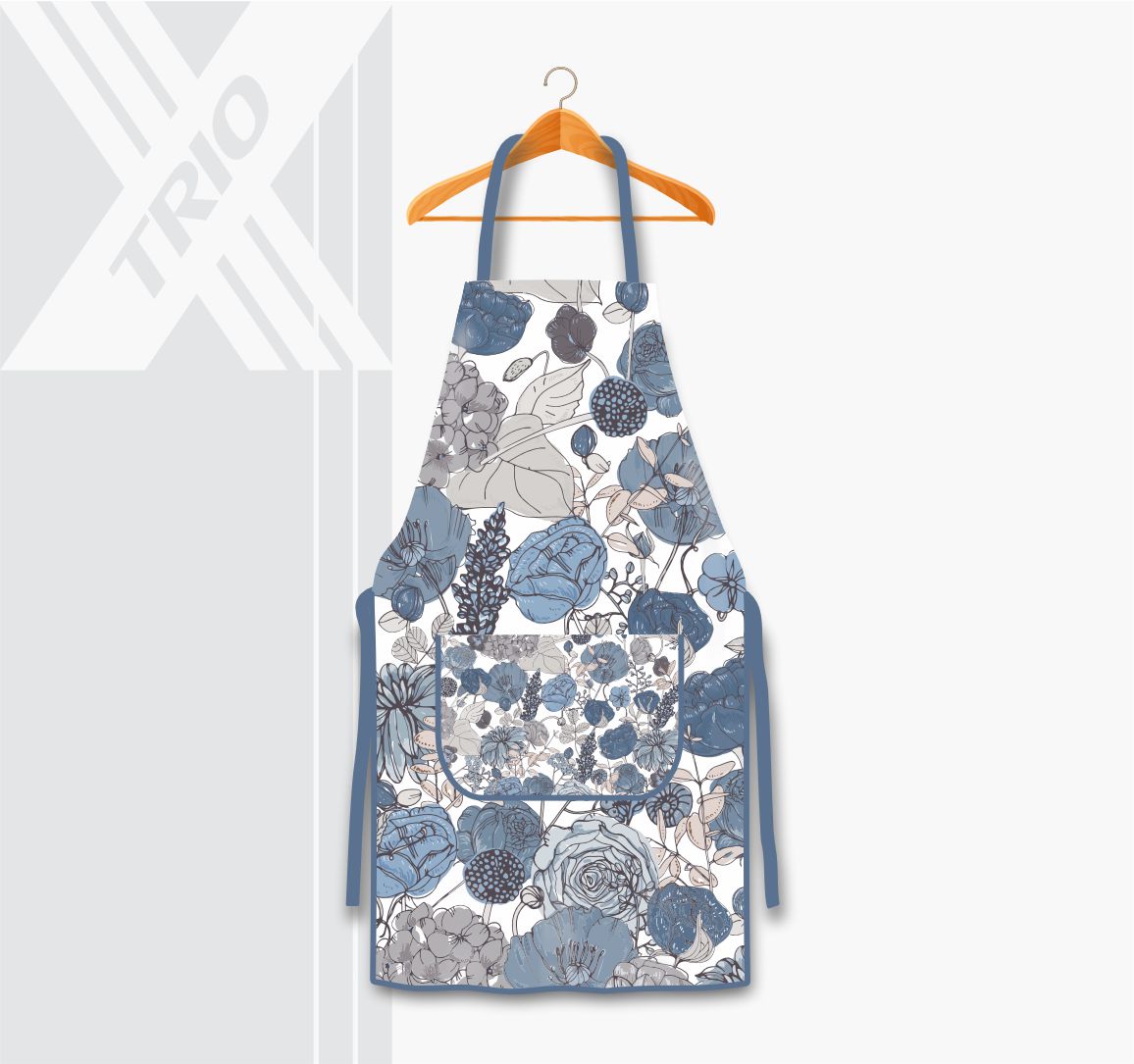 APRON Flowers Blue