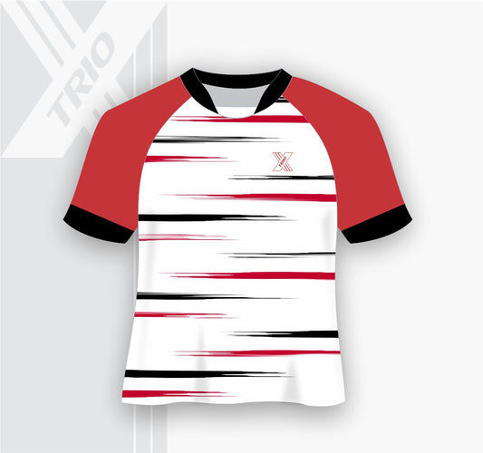 RUGBY JERSEY Black and red stripes