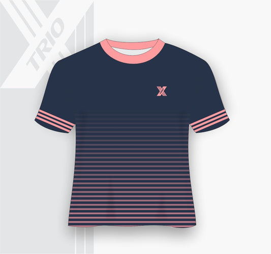 SHORT SLEEVE TSHIRT Navy And Pink Stripes