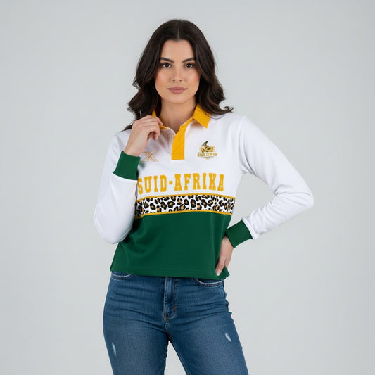 Ladies RUGBY COLLARED SHIRT Leopard Print