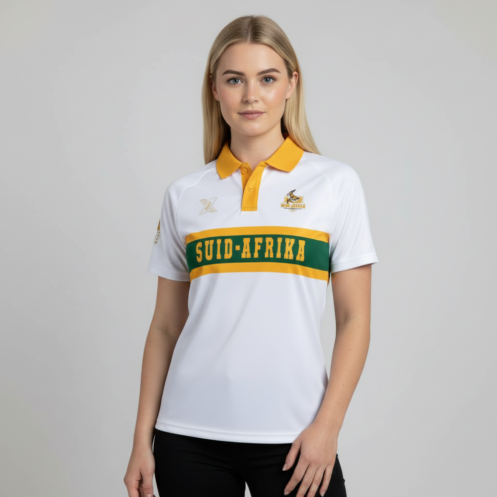 Ladies RUGBY COLLARED SHIRT Suid-Afrika White